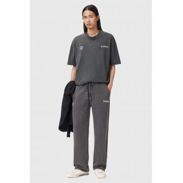 Tricou lejer cu imprimeu logo si maneci cazute - Gri carbune