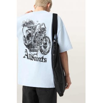 Tricou lejer cu imprimeu pe partea din spate - Albastru glaciar