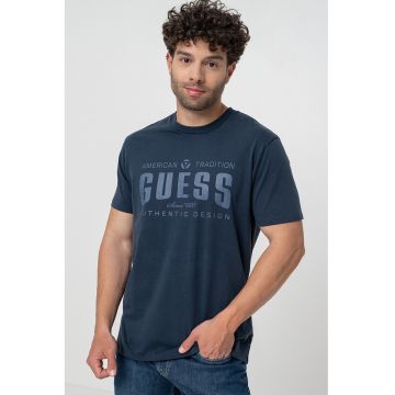 Tricou regular fit cu logo - Bleumarin