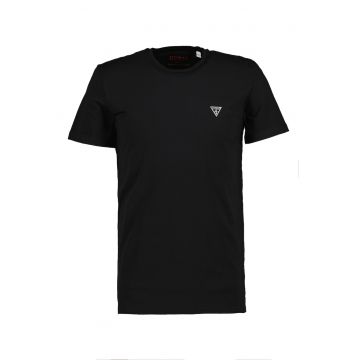 Tricou slim fit cu decolteu la baza gatului - Alb/Negru