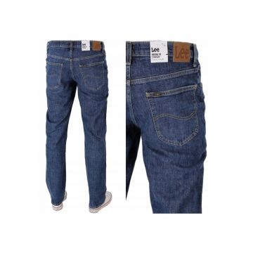 Blugi Barbati -  Brooklyn Straight - Straight Fit - Talie Inalta - 5 Buzunare - Fermoar - Lungi - Bumbac - W34-L34 US - Albastru