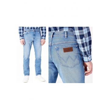 Blugi Barbati -  Texas Slim - Slim Fit - Talie Medie - 5 Buzunare - Fermoar - Lungi - Bumbac - W31-L32 US - Albastru