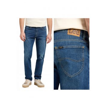 Blugi Barbati -  West - Straight Fit - Talie Medie - 5 Buzunare - Fermoar - Lungi - Bumbac - W34-L30 US - Albastru