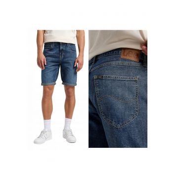 Blugi Scurti Barbati -  5 Pocket Short - Regular Fit - Denim Accent - Lungime Scurta - 5 Buzunare - Fermoar - Bumbac - 34 USA - Albastru
