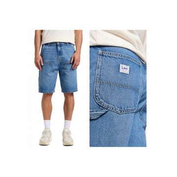 Blugi Scurti Barbati -  DBL Knee Carpenter Short - Regular Fit - Denim Accent - Lungime Scurta - 5 Buzunare - Fermoar - Bumbac - 34 USA - Albastru