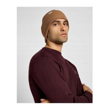 Caciula Barbati -  Ribbed Beanie - Regular Fit - Cu Logo - Sezonul Toamna-Iarna - Cald Si Confortabil - Material Tricotat Reiat - Bumbac - UNI INTL - Bej