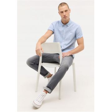 Camasa Barbati -  Berkeley - Regular Fit - Design Clasic - Maneci Scurti - Cu Guler - Cu Nasturi - Bumbac - S INTL - Albastru