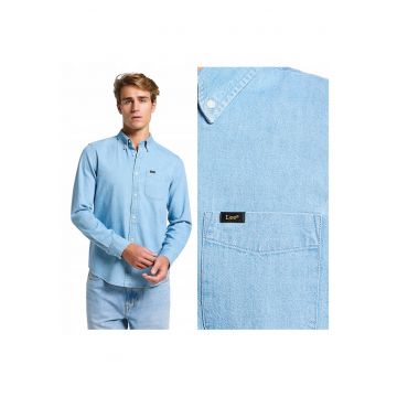 Camasa Barbati -  Button Down - Regular Fit - Design Clasic - Maneci Lungi - Cu Guler - Cu Nasturi - Bumbac - 2XL INTL - Albastru