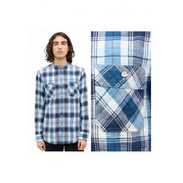 Camasa Barbati -  Eastbridge - Regular Fit - Design Clasic - Maneci Lungi - Cu Guler - Cu Nasturi - Bumbac - Albastru - Albastru