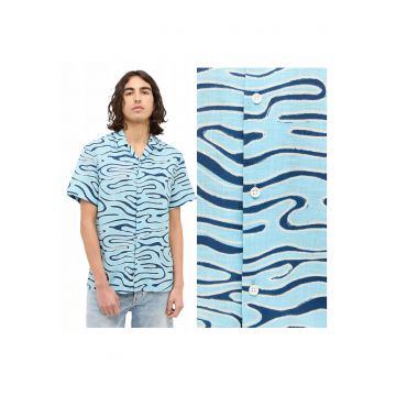 Camasa Barbati -  Layton - Regular Fit - Design Clasic - Maneci Scurti - Cu Guler - Cu Nasturi - Bumbac - Albastru - Albastru