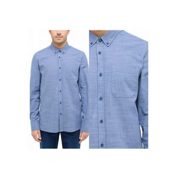 Camasa Barbati -  Rawlins - Regular Fit - Design Clasic - Maneci Lungi - Cu Guler - Cu Nasturi - Bumbac - M INTL - Albastru