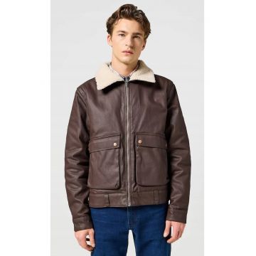 Geaca barbati -  AVIATOR - captusita cu blana - maro - bumbac - 02 Brown