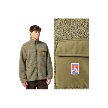 Jacheta Barbati -  Casey Shearling Jacket - Regular Fit - Design Clasic - Maneci Lungi - 2 Buzunare - Cu Fermoar - Bumbac - S INTL - Verde