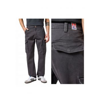 Pantaloni Barbati -  Casey Jones Cargo - Lungi - Straight Fit - Talie Medie - 7 Buzunare - Fermoar - Bumbac - W33-L32 US - Negru