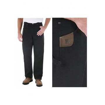 Pantaloni Barbati -  Riggs Workwear Carpenter - Lungi - Straight Fit - Talie Inalta - 5 Buzunare - Fermoar - Bumbac - W31-L32 US - Negru
