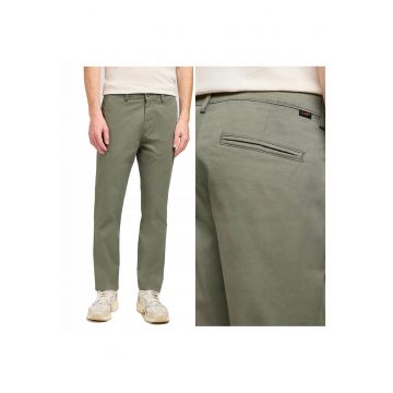 Pantaloni Barbati -  Slim Chino - Lungi - Fit - Talie Medie - 5 Buzunare - Fermoar - Bumbac - Verde - Verde