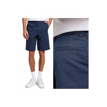 Pantaloni Scurti Barbati -  Relaxed Chino Short - Regular Fit - Lungime Scurta - 5 Buzunare - Talie Medie - Cu Fermoar - Bumbac - 34 USA - Albastru