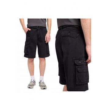 Pantaloni Scurti Barbati -  Wyoming Cargo - Regular Fit - Lungime Scurta - 6 Buznuare - Talie Medie - Cu Fermoar - Bumbac - 34 USA - Negru