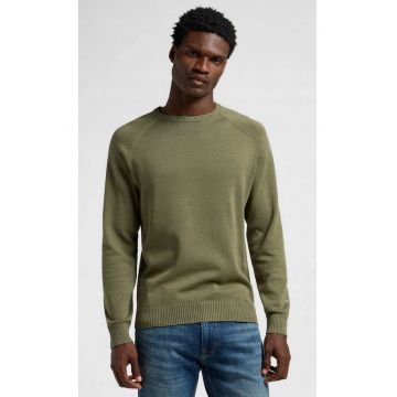 Pulover barbati -  CLEAN RAGLAN SWEATER - ajustat - verde - bumbac