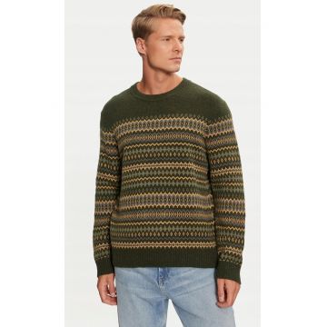 Pulover barbati -  FAIRISLE - regular fit - verde - bumbac