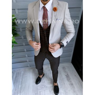 Sacou barbati bej slim fit A3764 O2-2.3