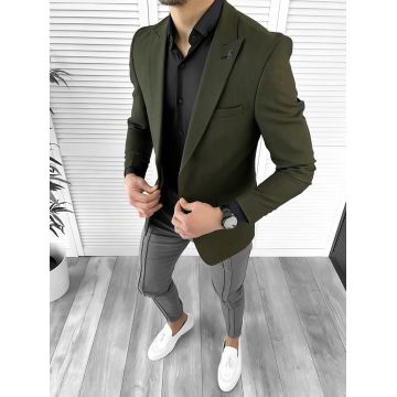 Sacou barbati slim fit kaki 10204  O2-2.3