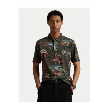 Tricou barbati  kaki - bumbac - cu imprimeu