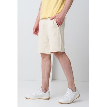 Bermude sport din bumbac - Alb fildes