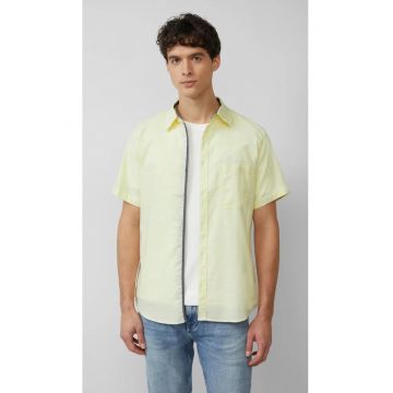 Camasa cu maneca scurta barbati - croiala Slim Fit si design cu un singur buzunar - Galben deschis