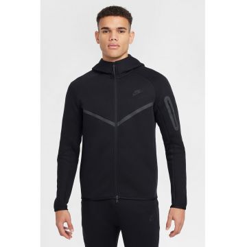 Hanorac cu fermoar si logo - Negru