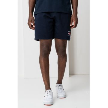 Pantalomi scurti cu snur in talie si logo - Bleumarin
