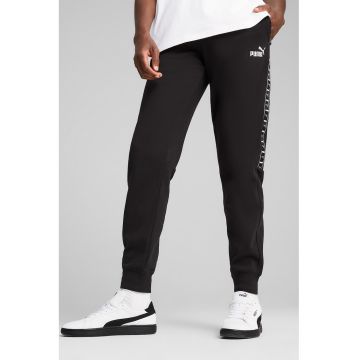 Pantaloni de trening conici cu benzi logo laterale - Negru
