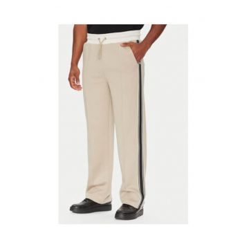 Pantaloni de trening cu imprimeu logo si snur