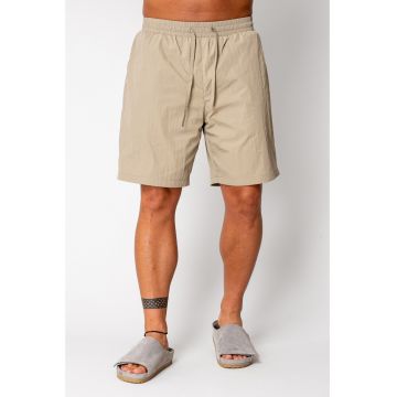 Pantaloni scurti din fas Taupe 17113 - Bej inchis