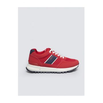 Pantofi sport din piele ecologica si detalii textile