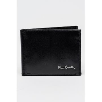 Portofel de piele cu logo - Negru