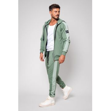 Set Rock Duo hanorac cu fermoar si pantalon conic Dark Olive 14108 - Verde masliniu inchis