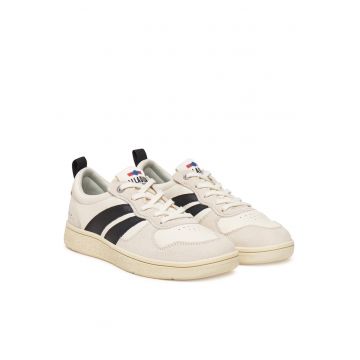 Tenisi unisex  Cream White/Black - piele naturala - 2 caracteristici reprezentative
