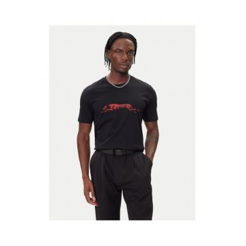 Tricou barbat  negru - bumbac - imprimeu rosu