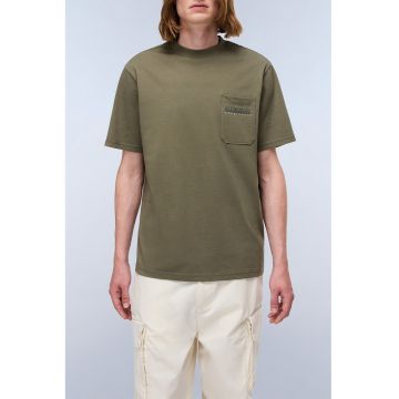 Tricou cu buzunar pe piept si decolteu la baza gatului - Maro taupe/Kaki