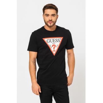 Tricou de bumbac cu imprimeu logo - Negru