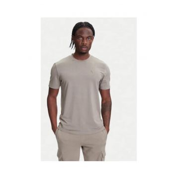 Tricou din amestec de bumbac si modal cu decolteu la baza gatului -