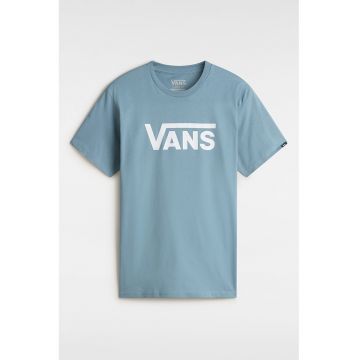 Tricou din bumbac cu imprimeu logo - Albastru prafuit