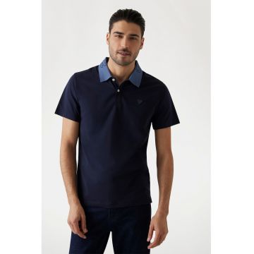 Tricou polo din amestec de bumbac - Bleumarin