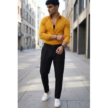 Camasa barbati slim fit mustar  B8816