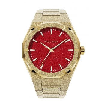 Ceas  Barbati Quartz - Culoare Aurie - Culoare Cadran Rosu - Rezistenta la apa 5 ATM