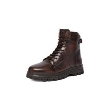 Ghete barbati  maro - piele naturala - cu fermoar - rotund - Maro