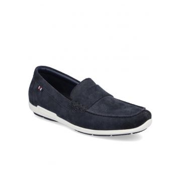 Mocasini barbati - Piele intoarsa 46184 - Albastru inchis