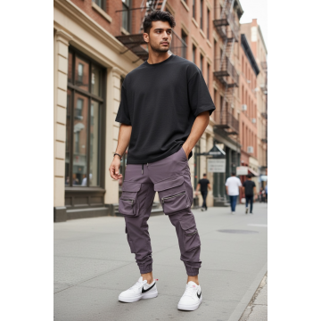 Pantaloni de trening cargo  mov  conici K006 P02-2.2