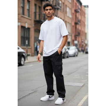 Pantaloni de trening cargo  negri  conici 1483 P20-3.3